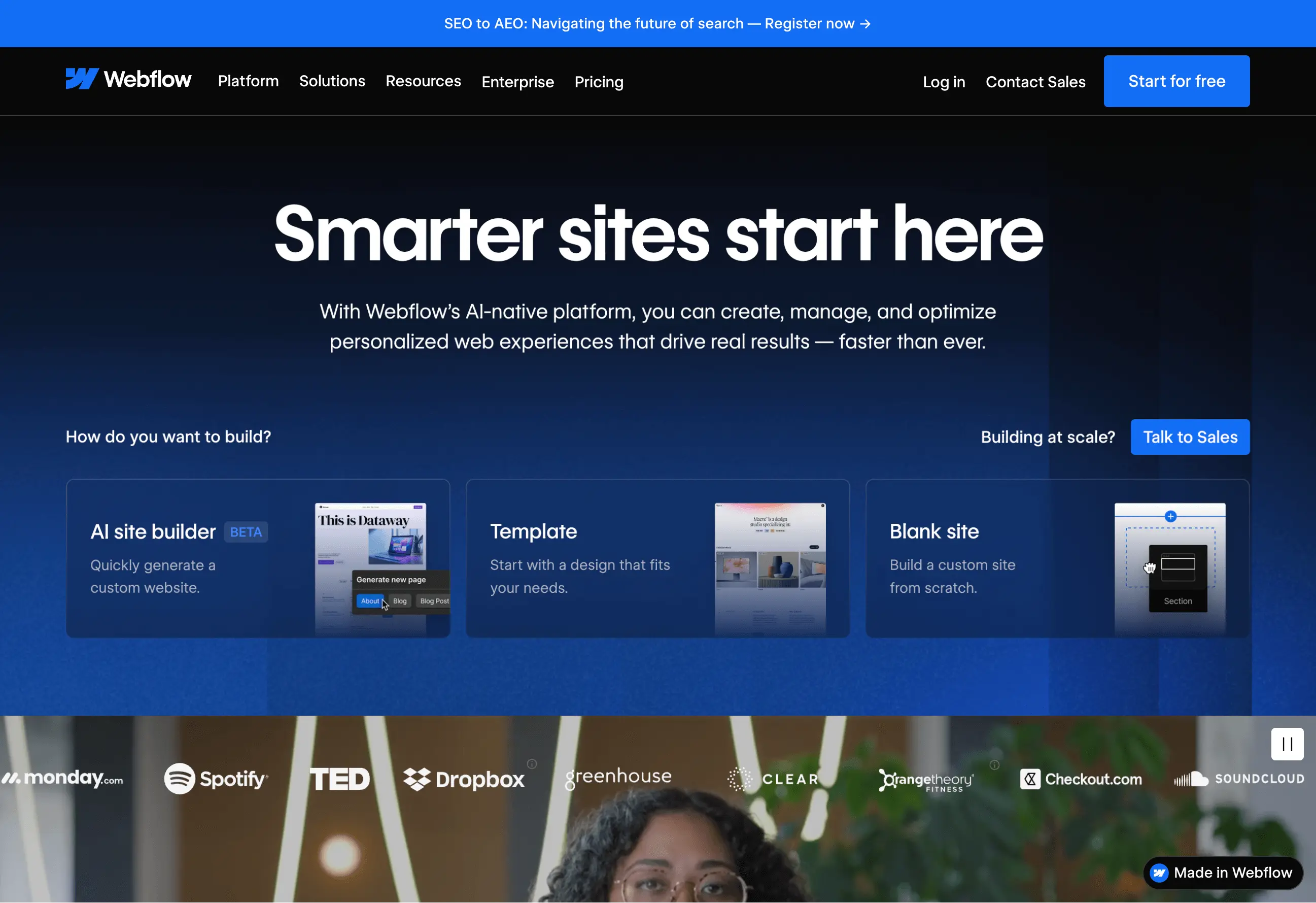 Webflow Website Builder: Homepage